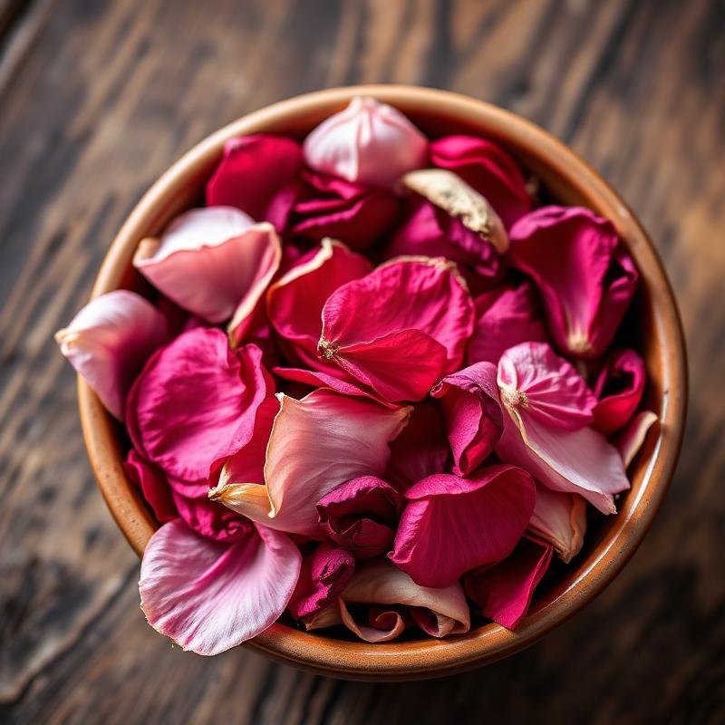 Dried pink and red rose petals